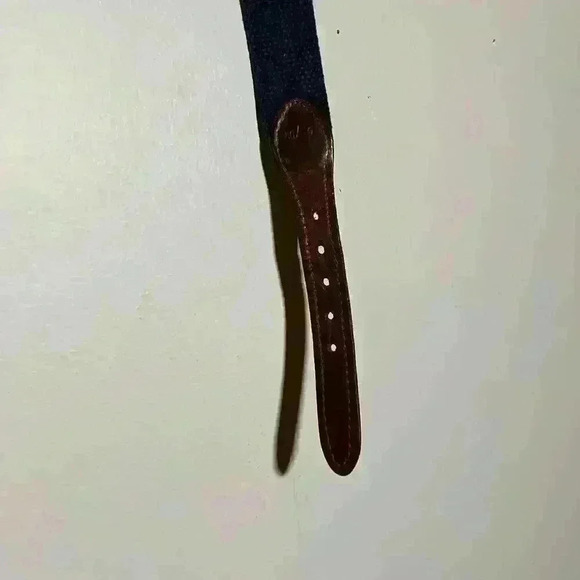 Boys Golf Belt Size 20 (5-6 year old) Leather Canvas Navy Golfer Brass Buckle - Picture 6 of 8